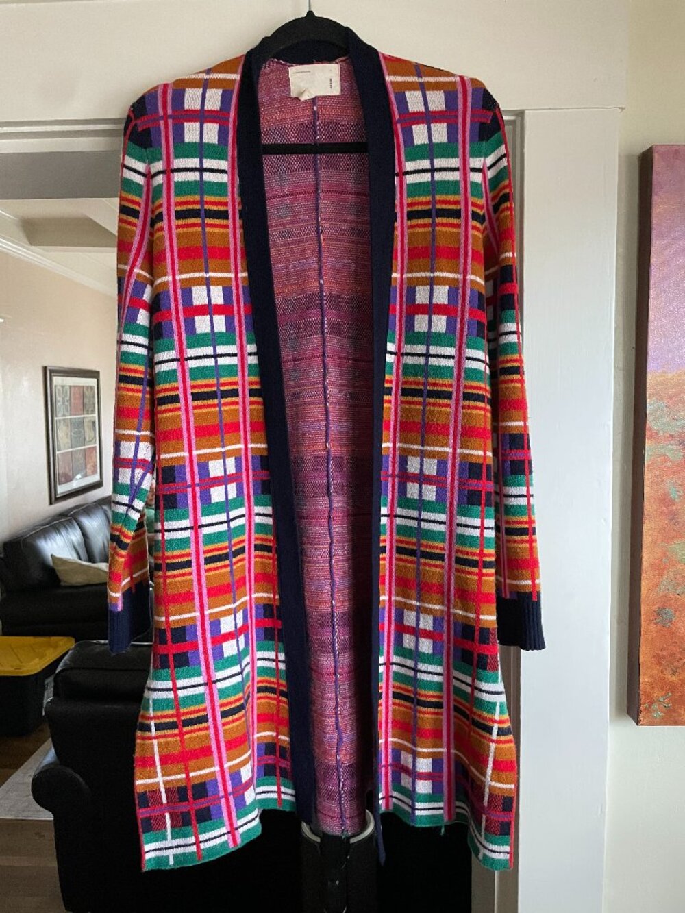 Anthropologie Moth Williston Plaid Cardigan Sweater - S (Missing Belt)